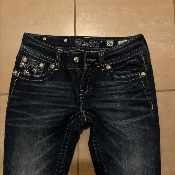 Miss Me Dark Indigo Bootcut Jeans with Fading - Picture 3 of 7